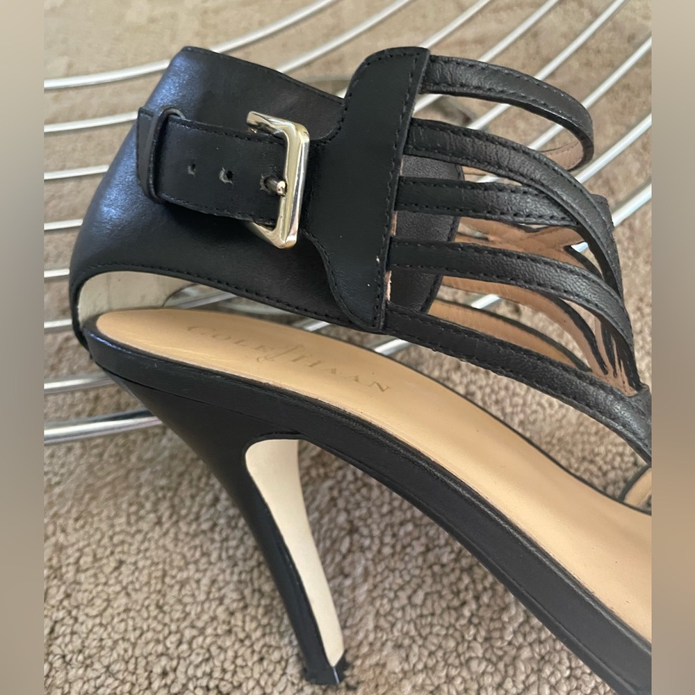 Cole Haan Black Strappy Stiletto Heels with Buckle Size 9B - Picture 4 of 14
